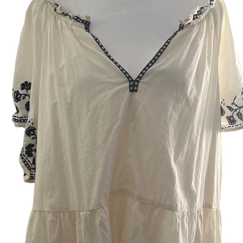 NWOT Old Navy XXL White Cotton Gauze Embroidered Boho Tiered Mini Dress Pockets - Picture 3 of 7